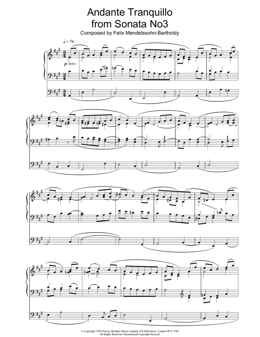 Andante Tranquillo from Sonata No3
