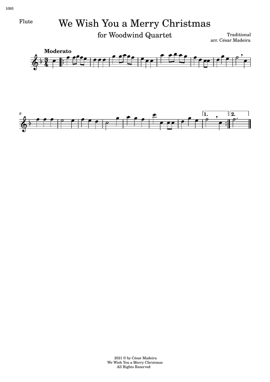 We Wish You A Merry Christmas - Woodwind Quartet (Full Score and Parts) Woodwind Quartet scores gallery preview page 3