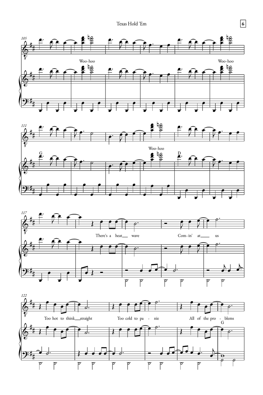 Texas Hold 'em Easy Piano scores gallery preview page 6