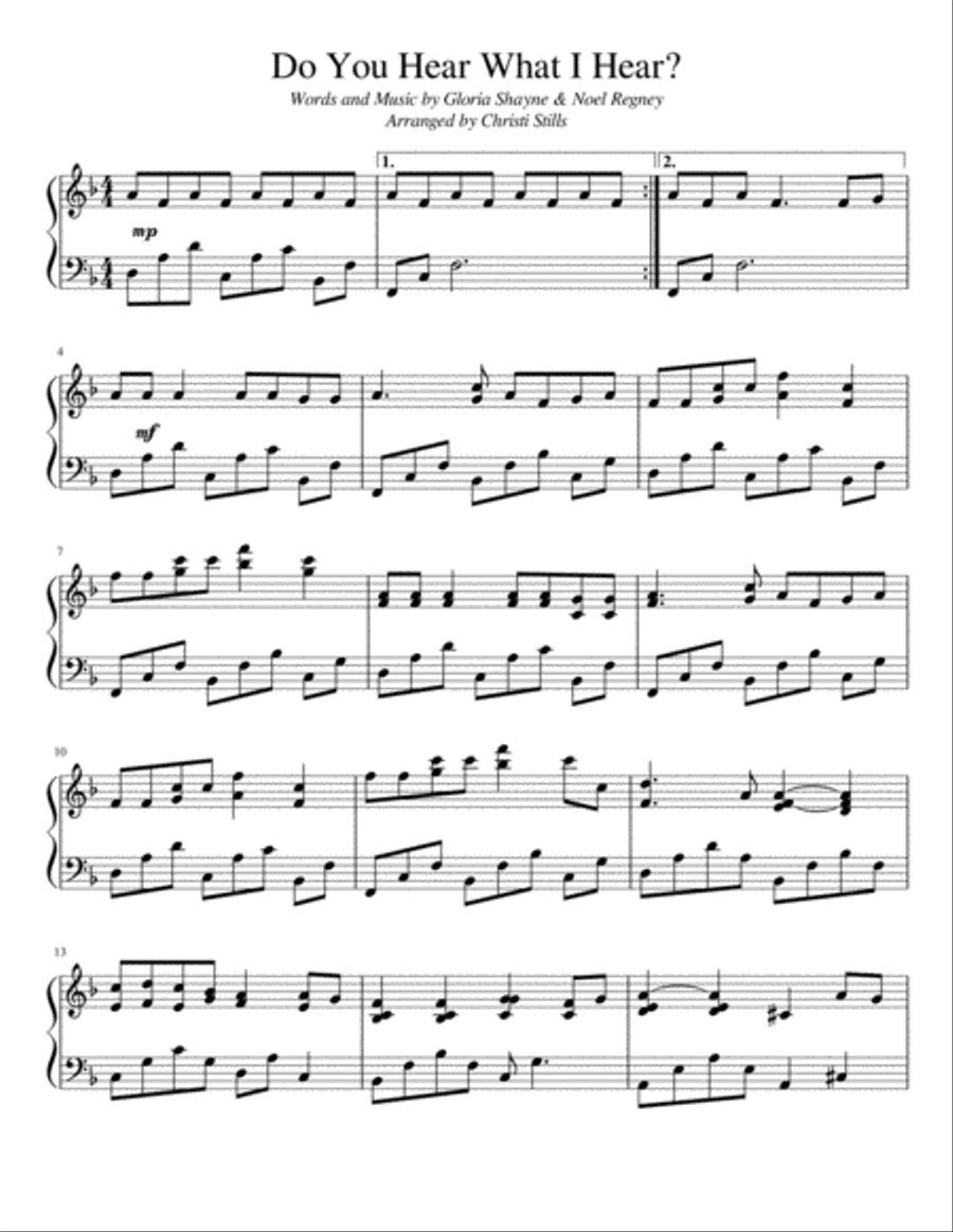Do You Hear What I Hear Piano Solo scores gallery preview page 1