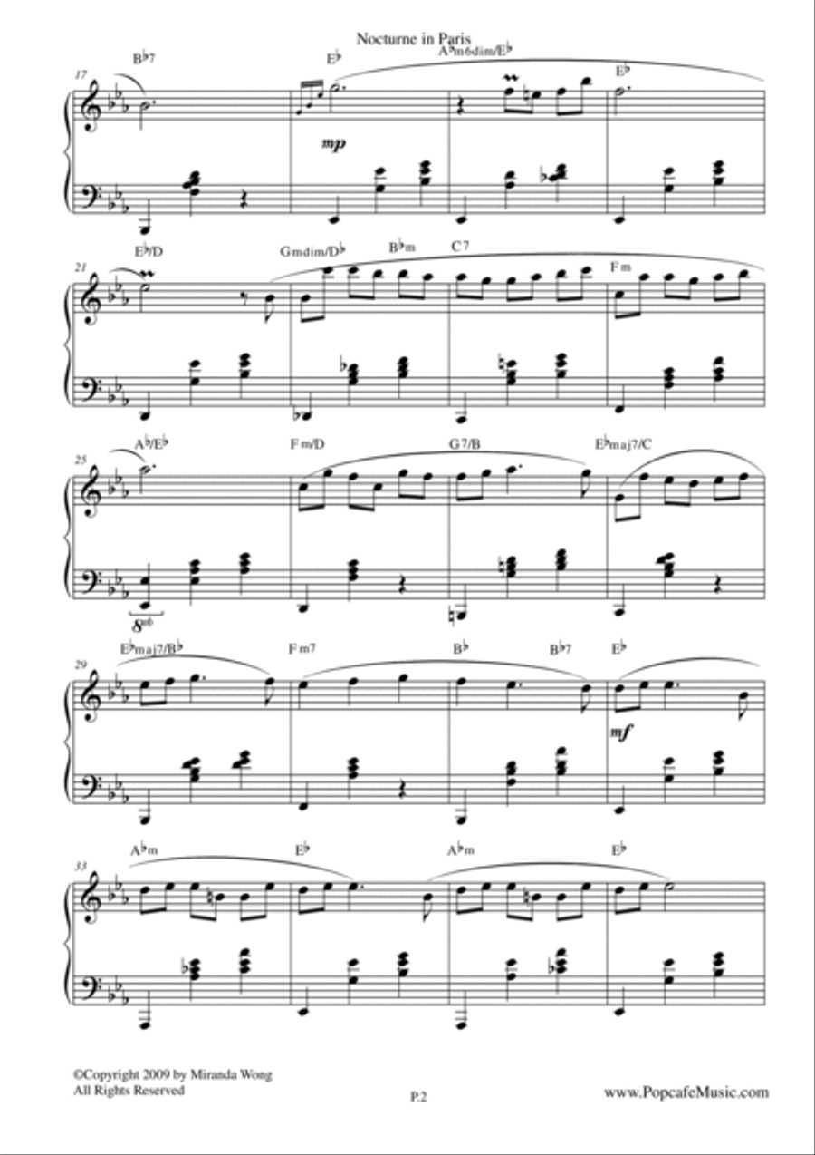 Nocturne in Paris - Romantic Piano Music 4-Part scores gallery preview page 2