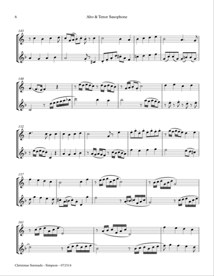 Christmas Serenade - Alto & Tenor Sax Dues Woodwind Duet scores gallery preview page 6