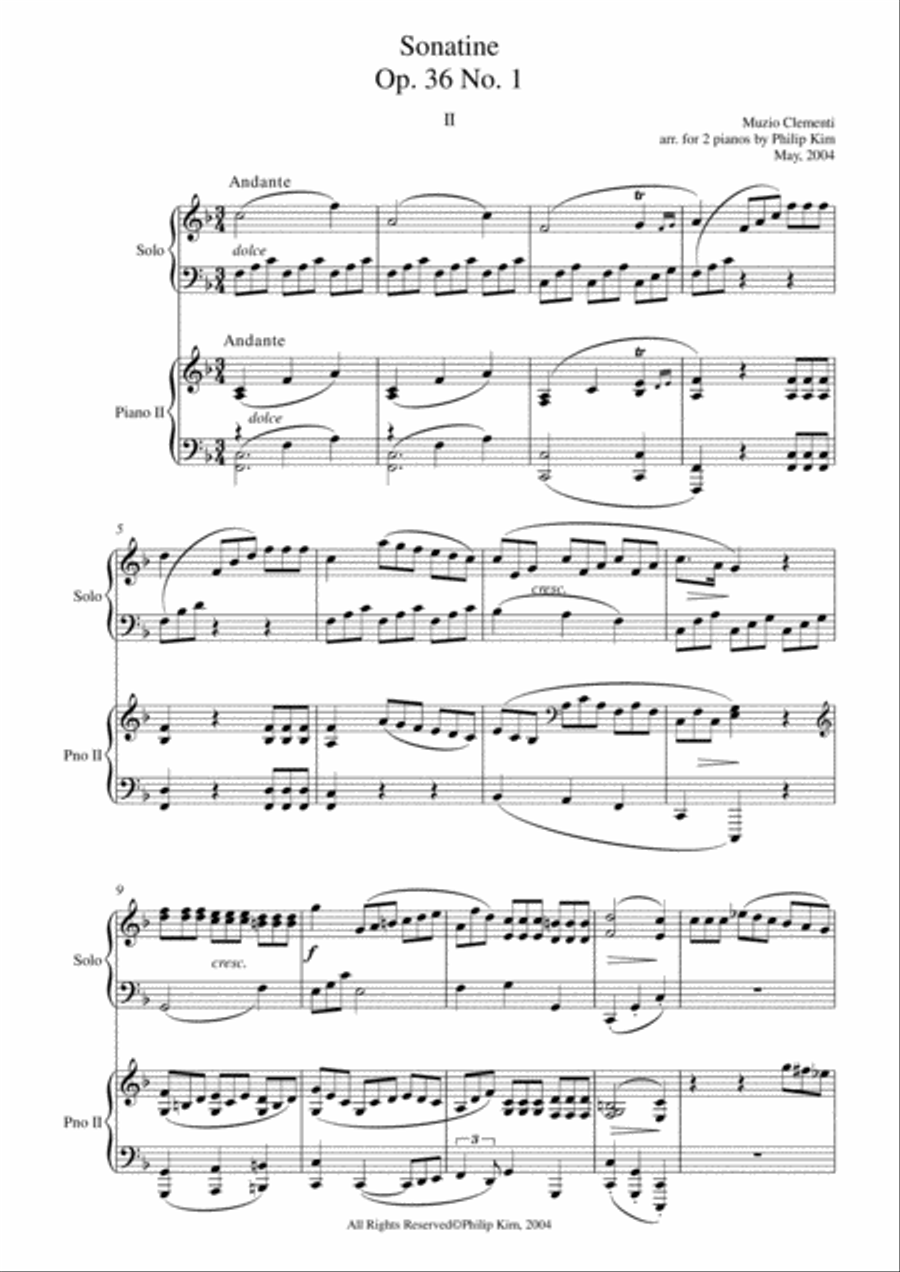Muzio Clementi Sonatine Op. 36 No. 1 Complete for 2 Pianos 2 Pianos, 4-Hands scores gallery preview page 5