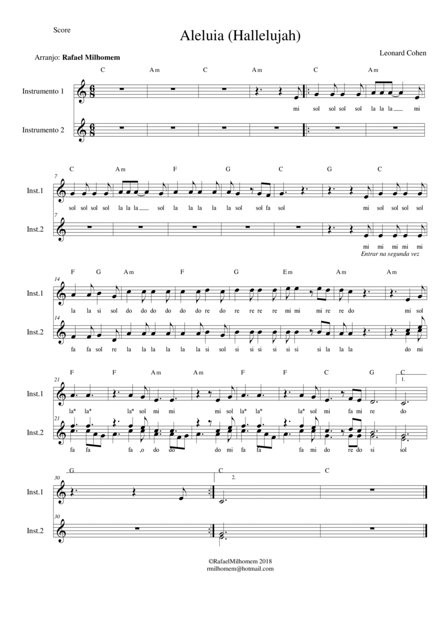 Hallelujah Acoustic Guitar scores gallery preview page 1
