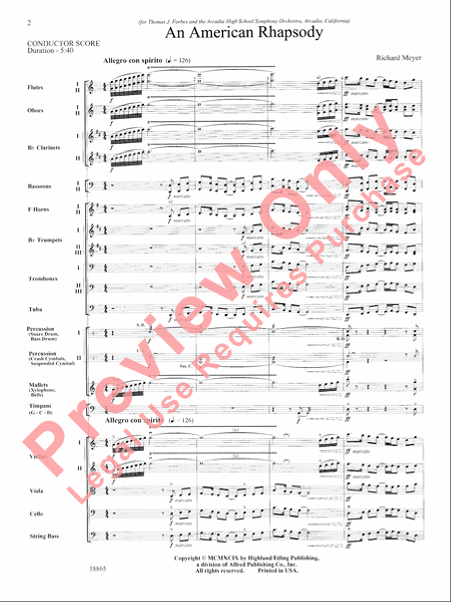An American Rhapsody Full Orchestra scores gallery preview page 3