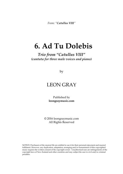 Ad Tu Dolebis, from trio cantata 'Catullus VIII' image number null
