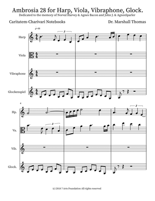 Ambrosia 28 for Harp, Viola, Vibraphone, Glock.