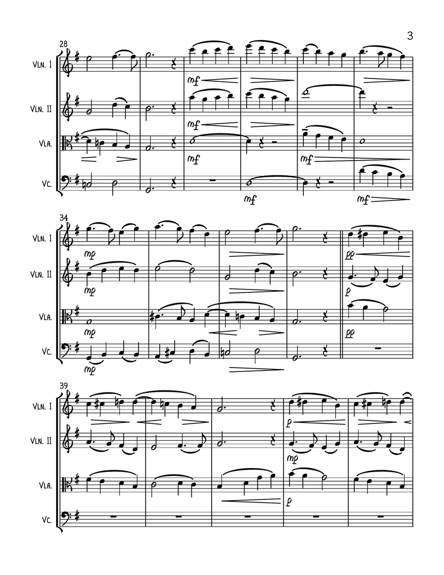 Ar Hyd Y Nos (All Through The Night) - String Quartet String Quartet scores gallery preview page 3
