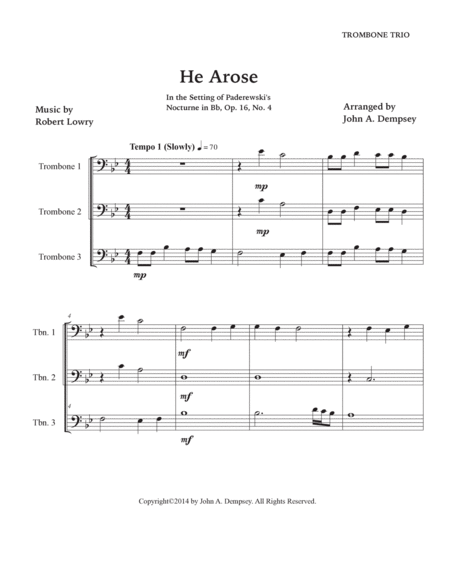 He Arose (Trombone Trio) image number null