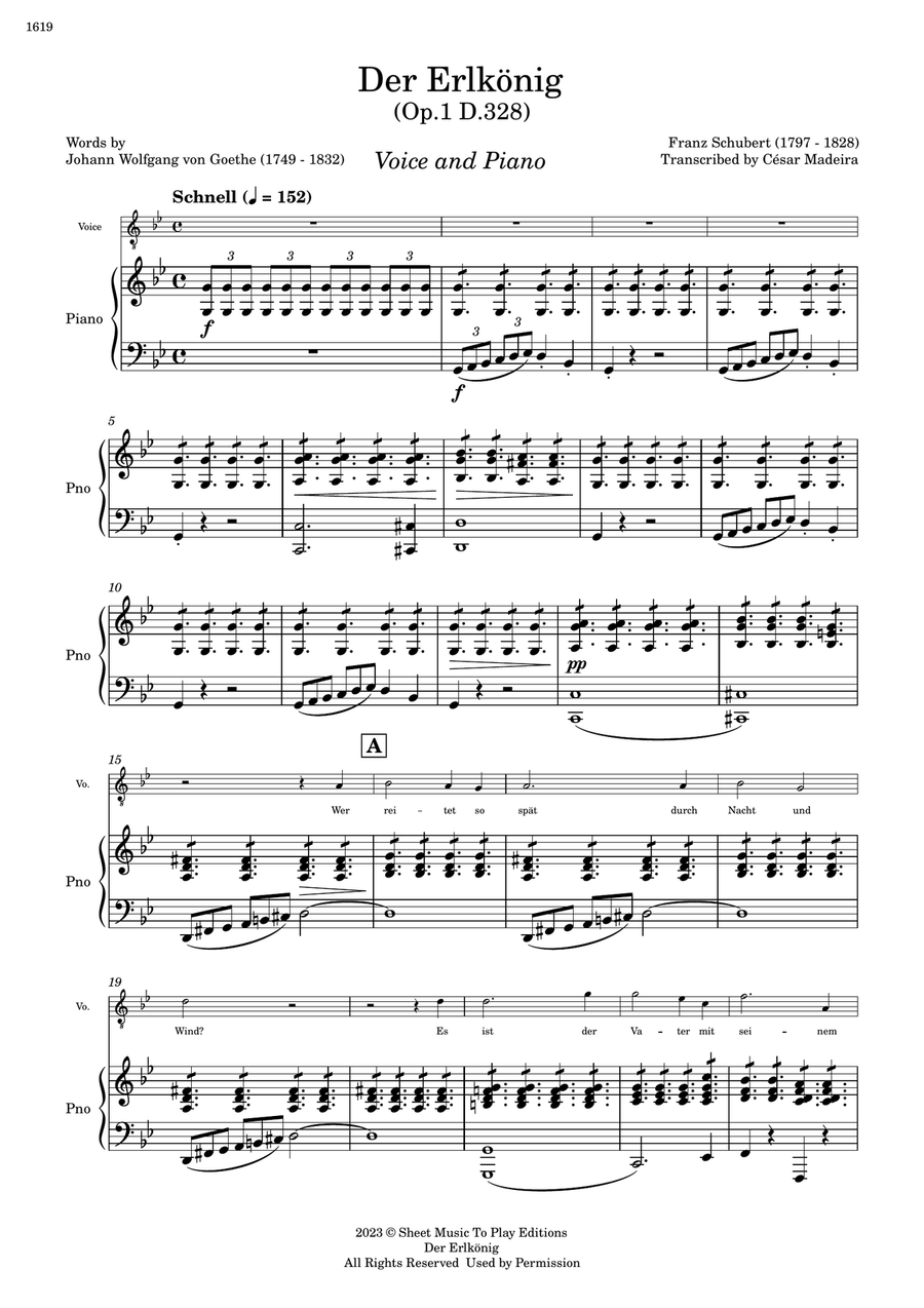 Der Erlkönig by Schubert - Voice and Piano - Original Key (Full Score and Parts) Piano, Vocal scores gallery preview page 2