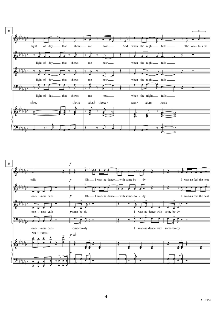 I Wanna Dance With Somebody 4-Part scores gallery preview page 4