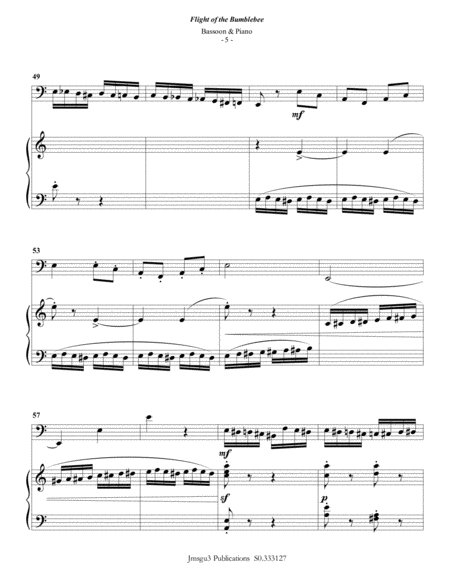 Korsakov: Flight of the Bumblebee for Bassoon & Piano image number null