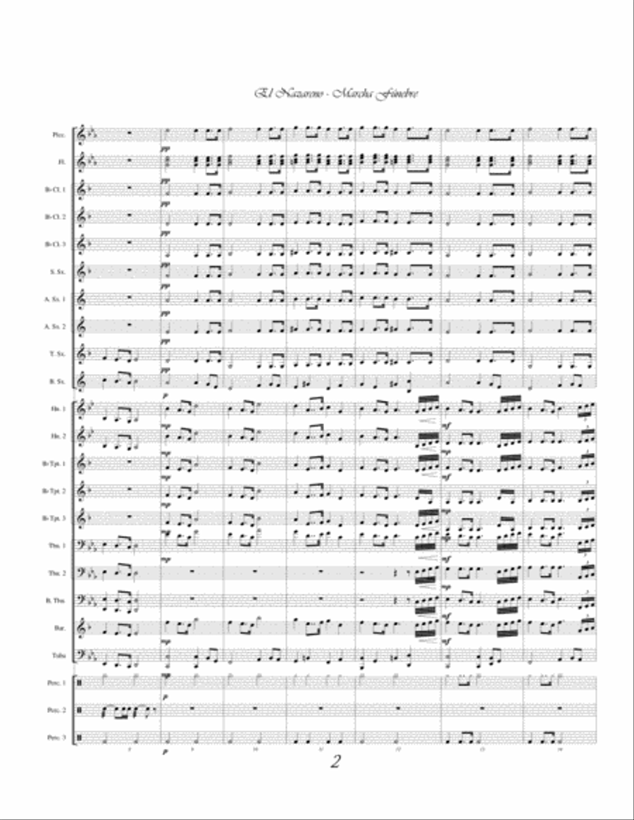 El Nazareno - Marcha Fúnebre / The Nazarene - Funeral March Concert Band scores gallery preview page 2