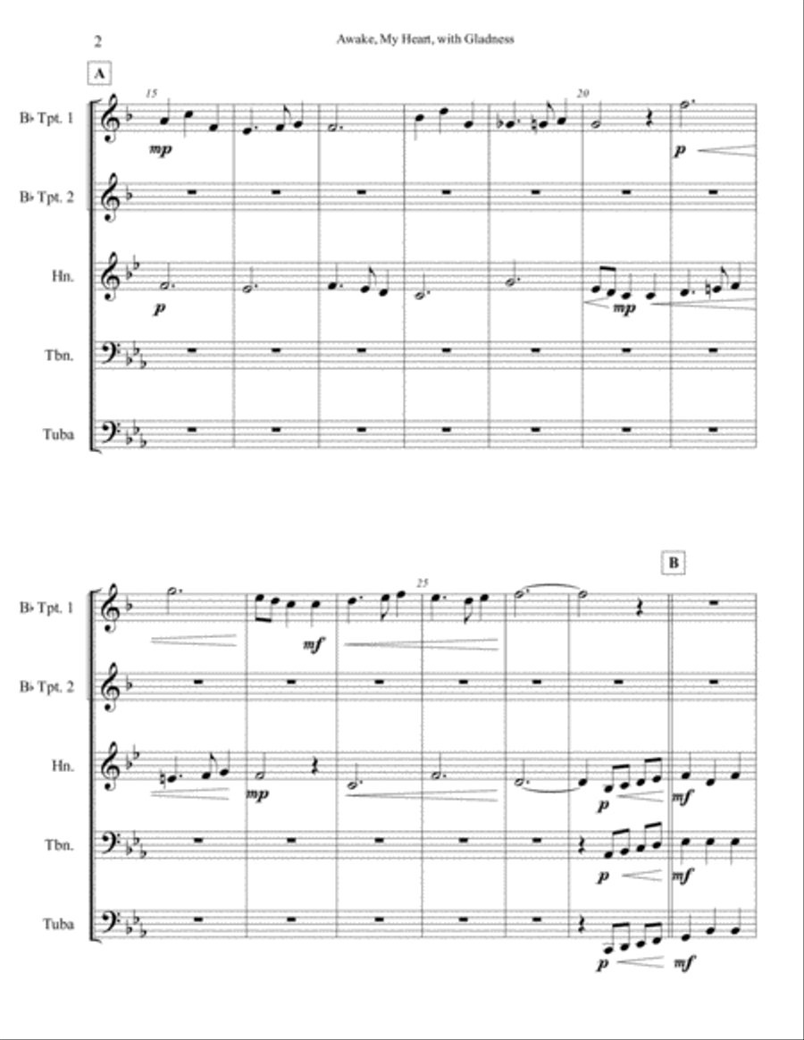Awake, My Heart, with Gladness Brass Ensemble scores gallery preview page 3