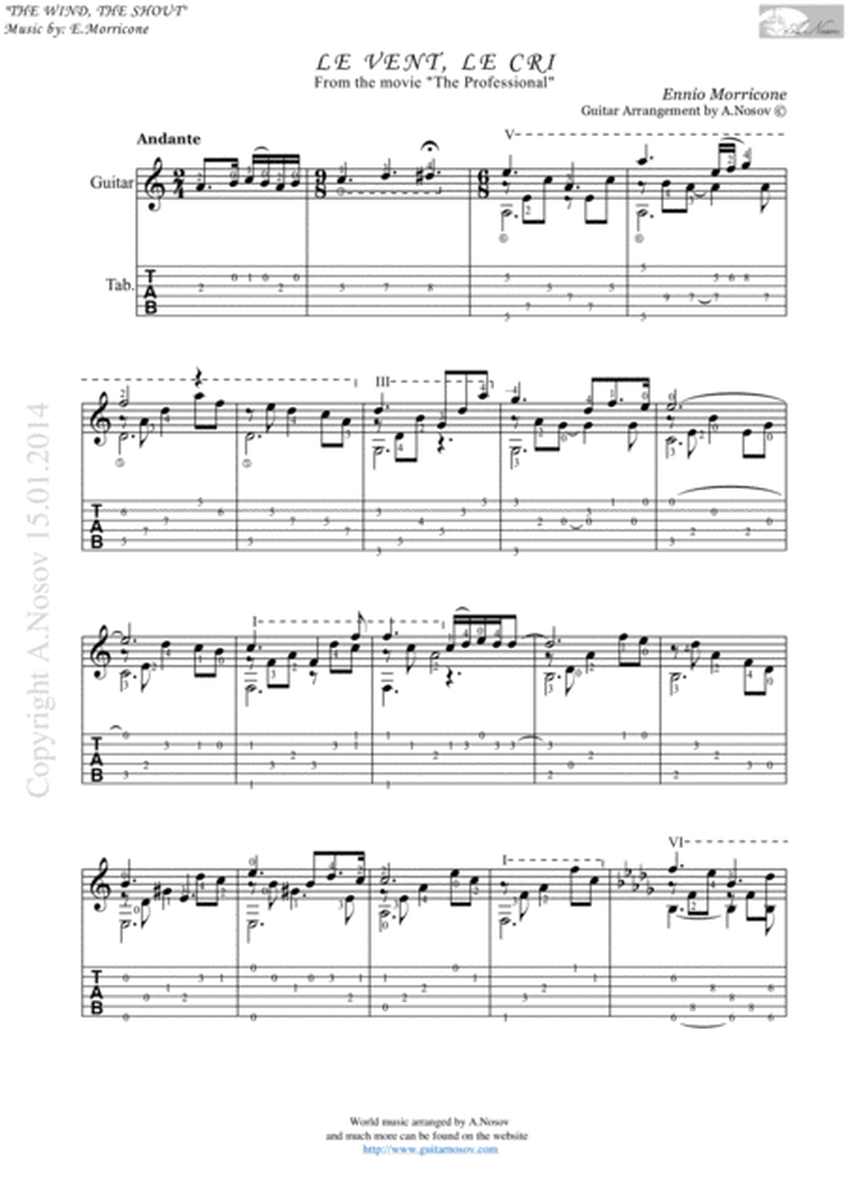 Le Vent, le Cri (Sheet music for guitar) image number null