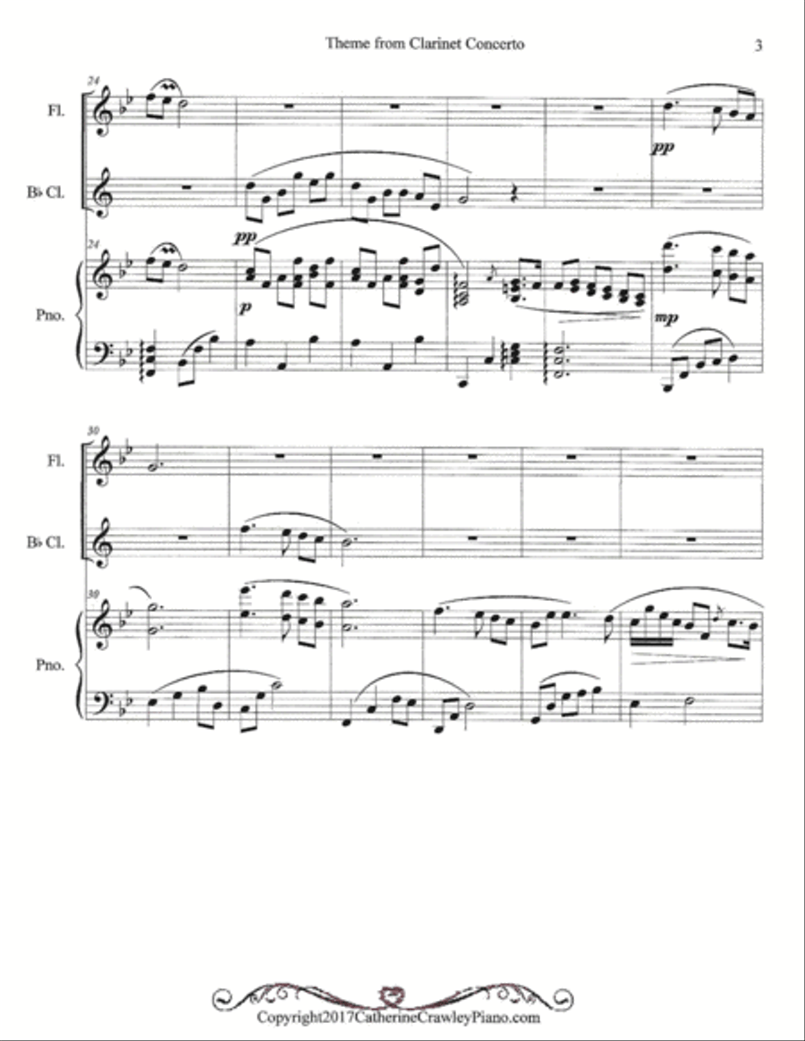 Theme from Clarinet Concerto Woodwind Duet scores gallery preview page 3