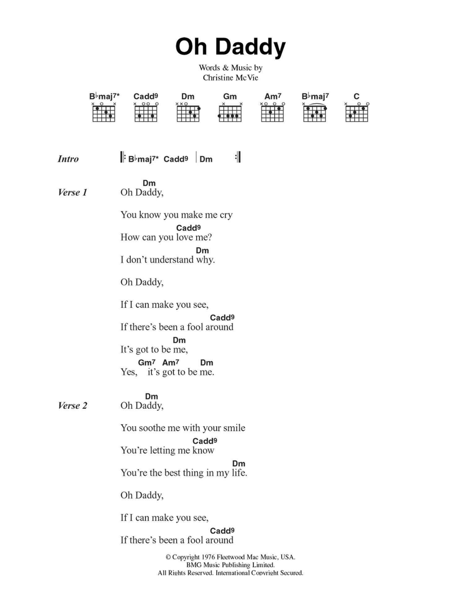 Oh Daddy Easy Guitar scores gallery preview page 1