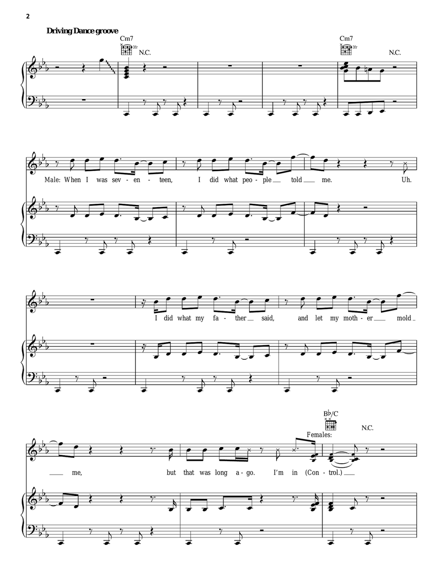 Control Piano, Vocal, Guitar scores gallery preview page 2
