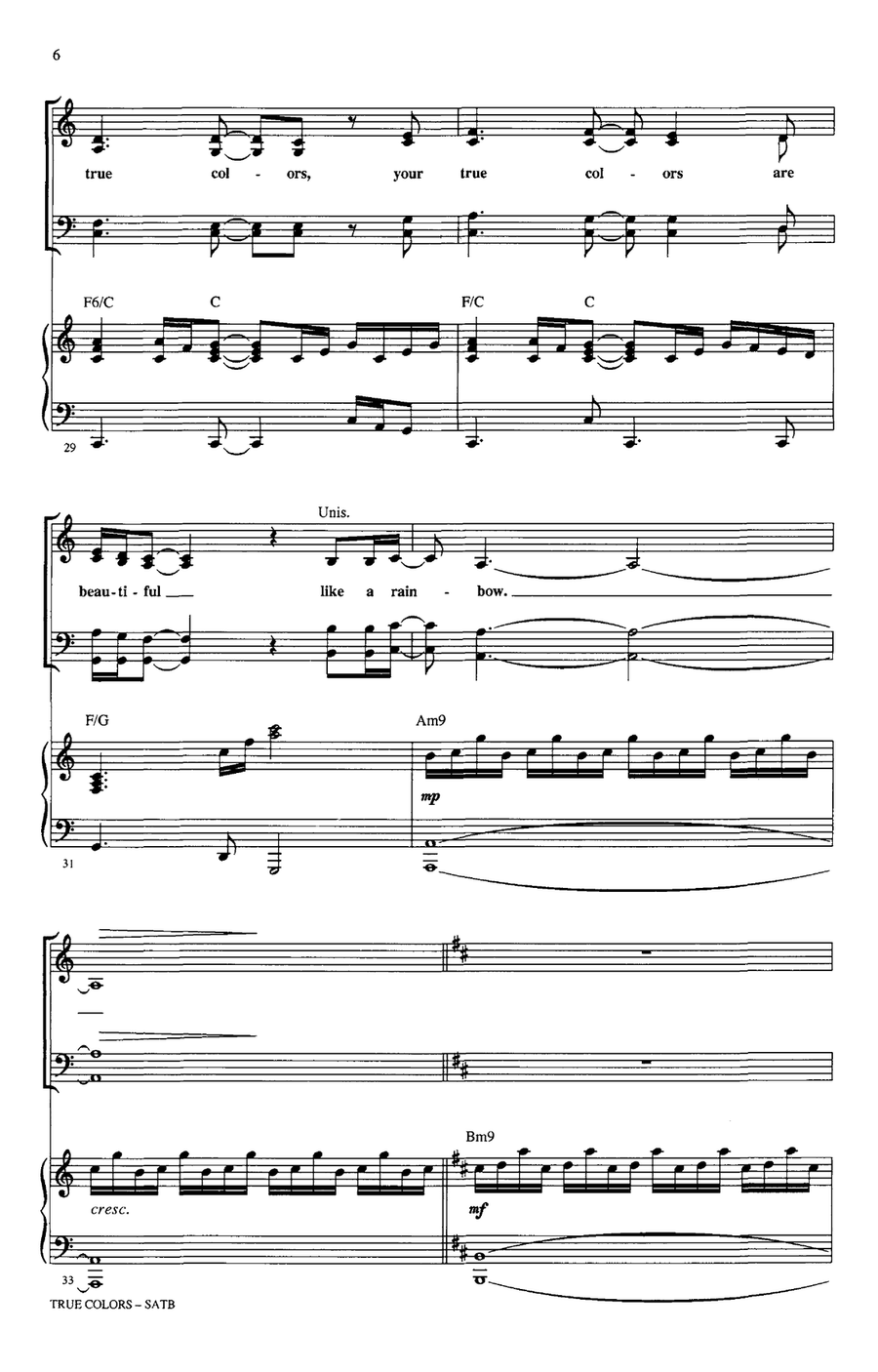 True Colors (arr. Mac Huff) 4-Part scores gallery preview page 5