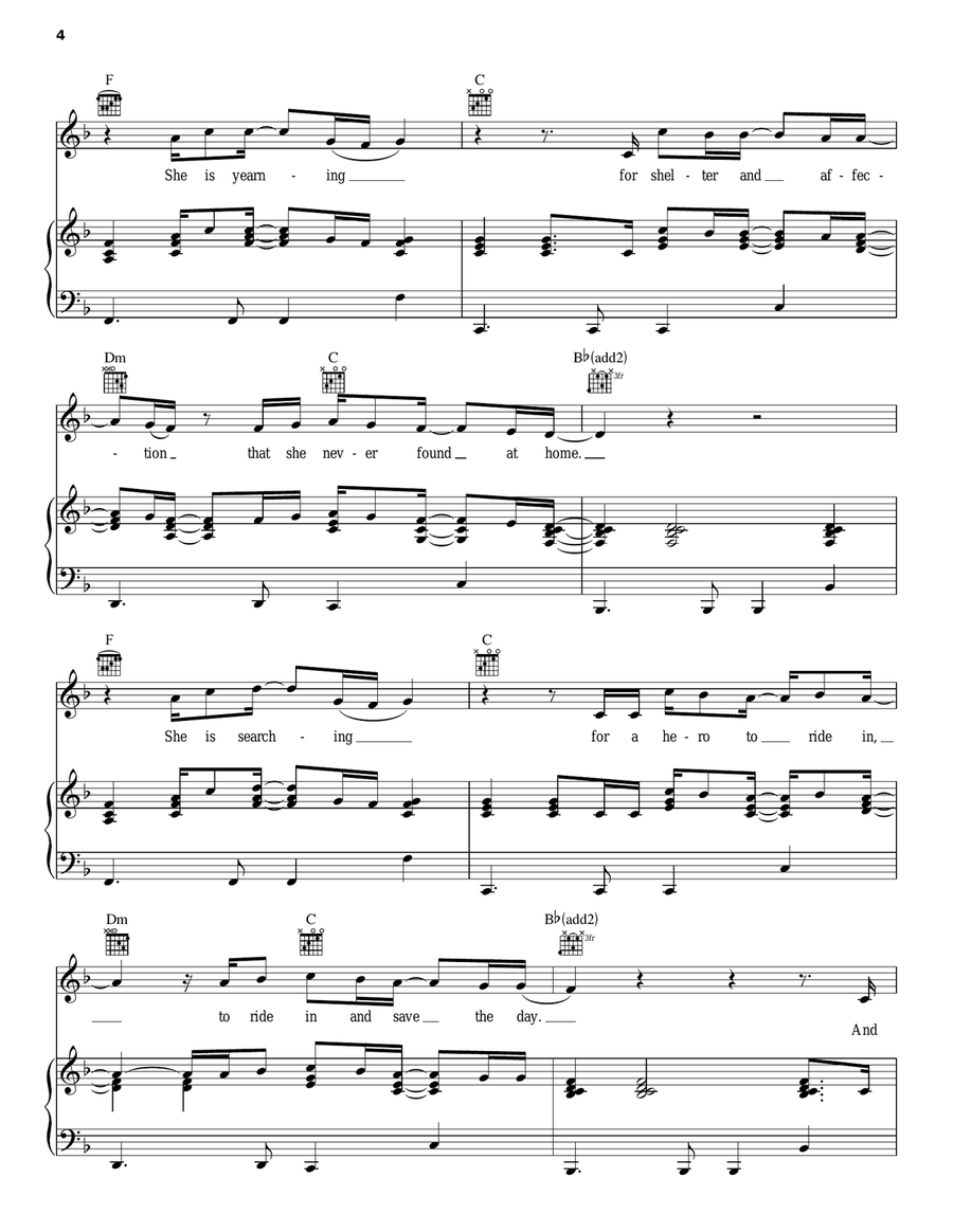 Does Anybody Hear Her Piano, Vocal, Guitar scores gallery preview page 4
