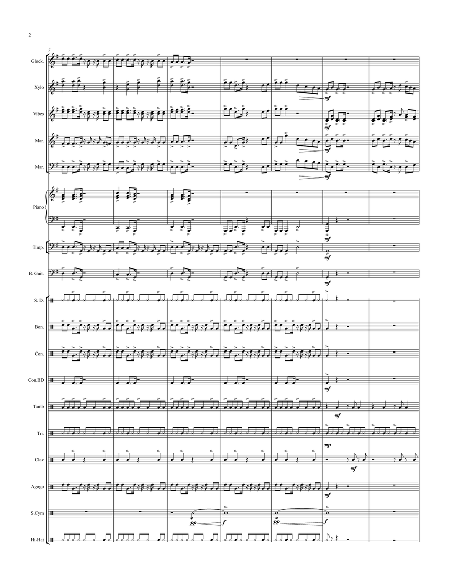 Island Jam #9 - for Percussion Ensemble: Orange Beach Percussion Ensemble scores gallery preview page 3
