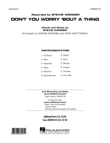 Don't You Worry 'Bout a Thing - Full Score