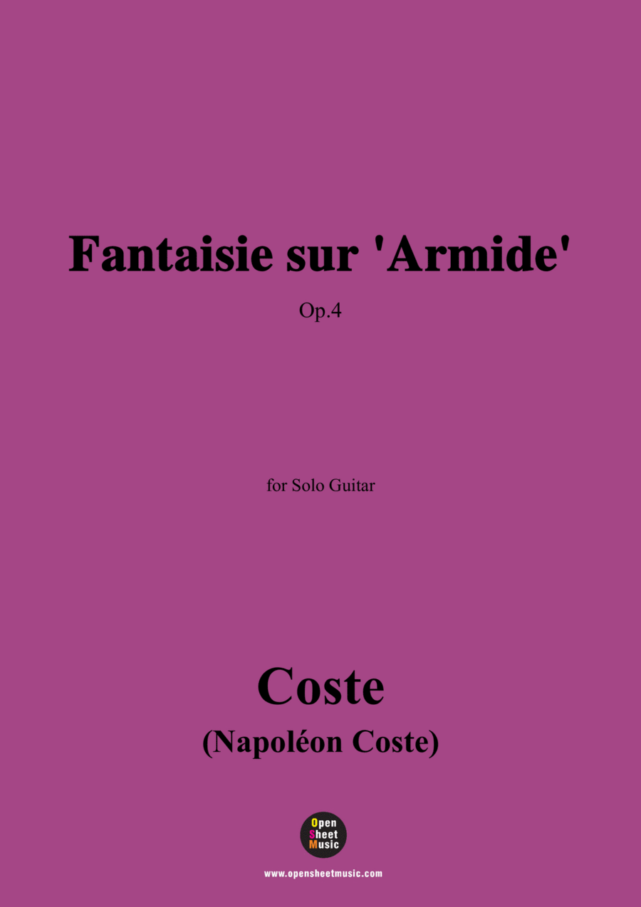 Coste-Fantaisie sur 'Armide',Op.4,for Guitar Acoustic Guitar scores gallery preview page 1