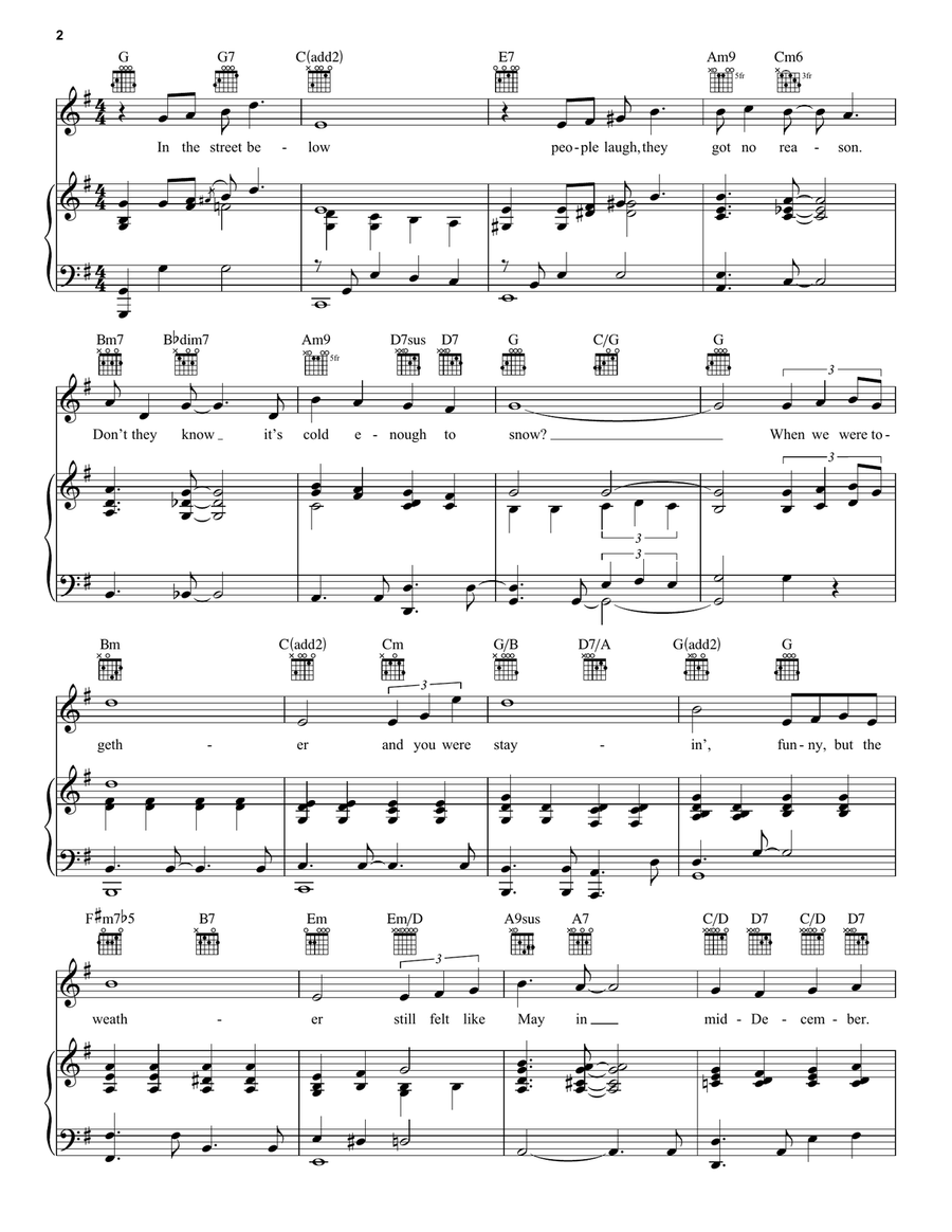 Cold Enough To Snow Piano, Vocal, Guitar scores gallery preview page 2