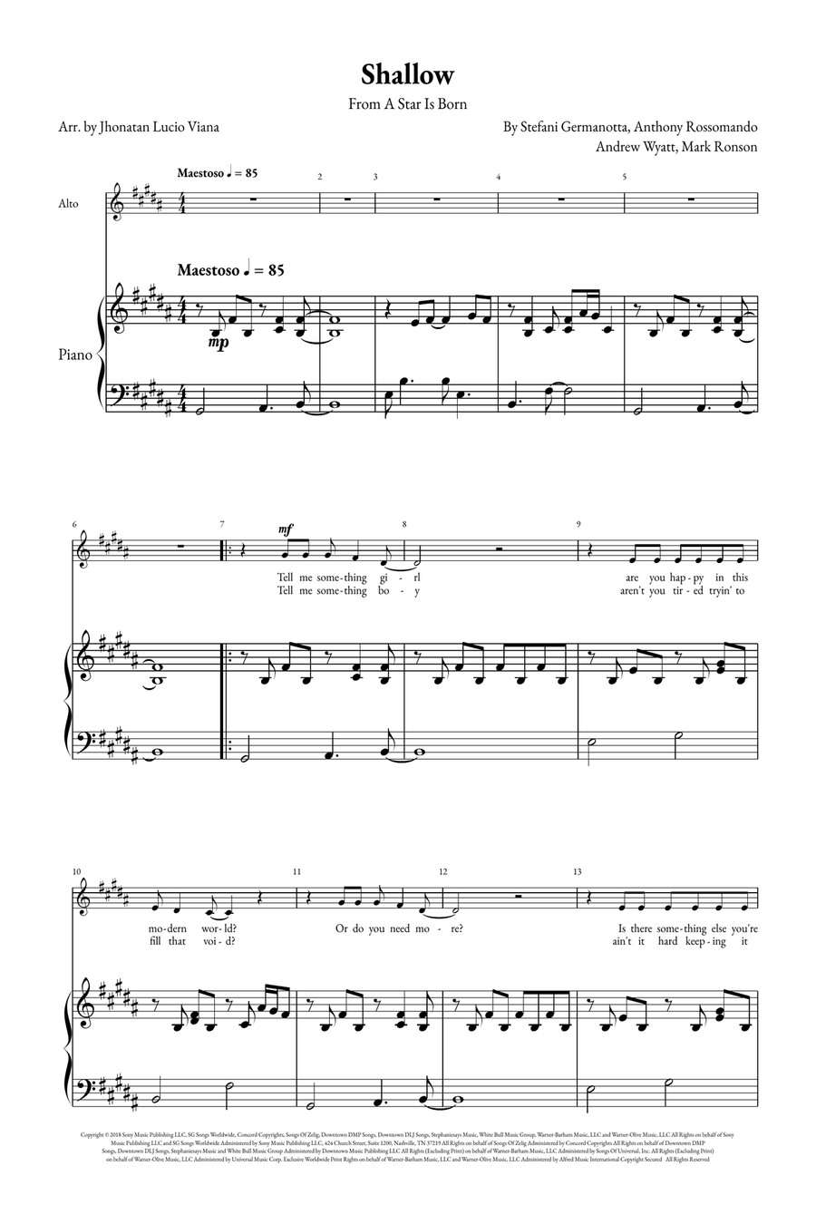 Shallow A Cappella scores gallery preview page 1