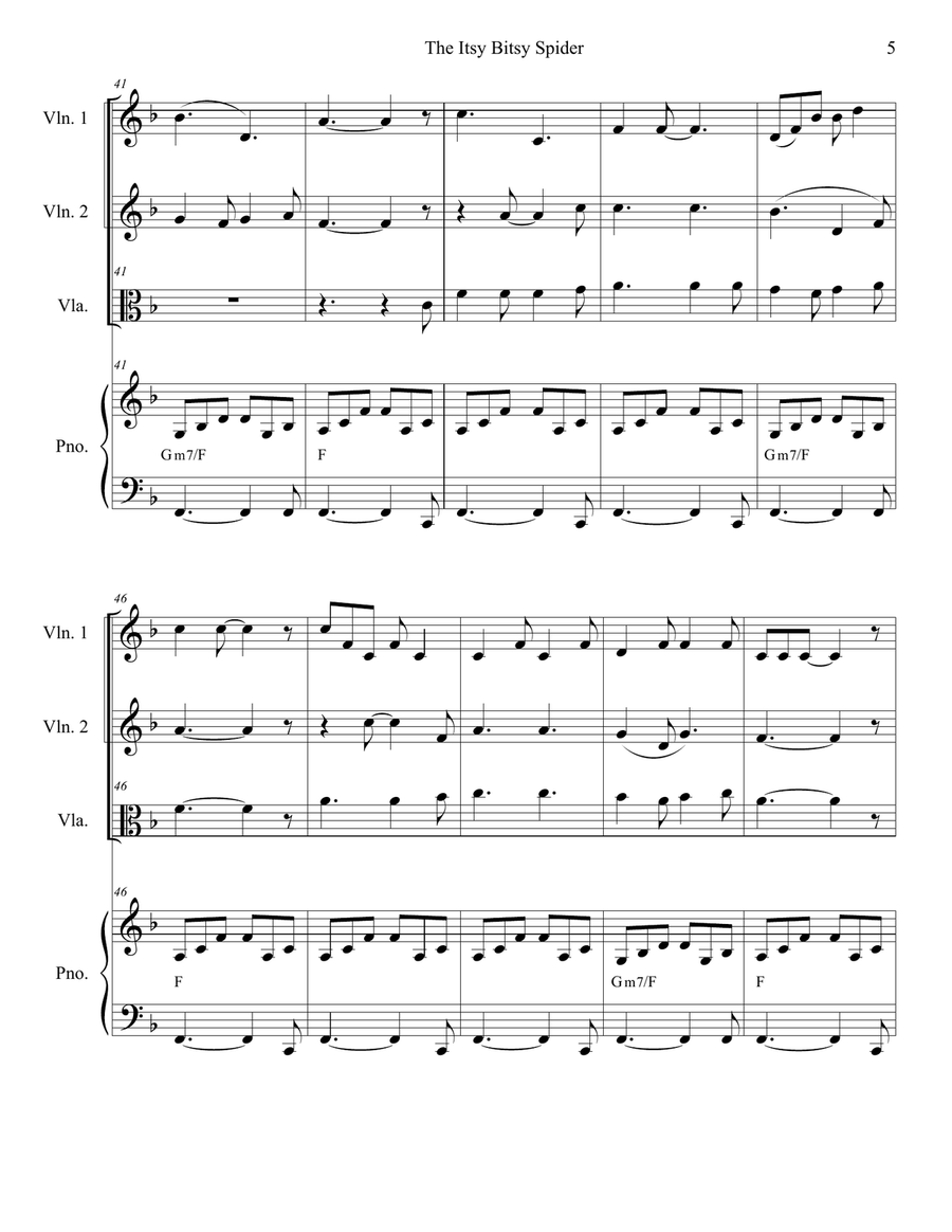 The Itsy Bitsy Spider (Canon for String Trio) String Duet scores gallery preview page 6
