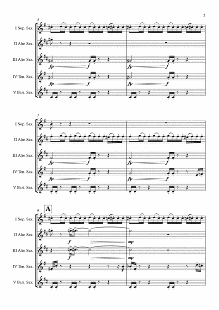 Knight Rider Theme Saxophone Quintet scores gallery preview page 4
