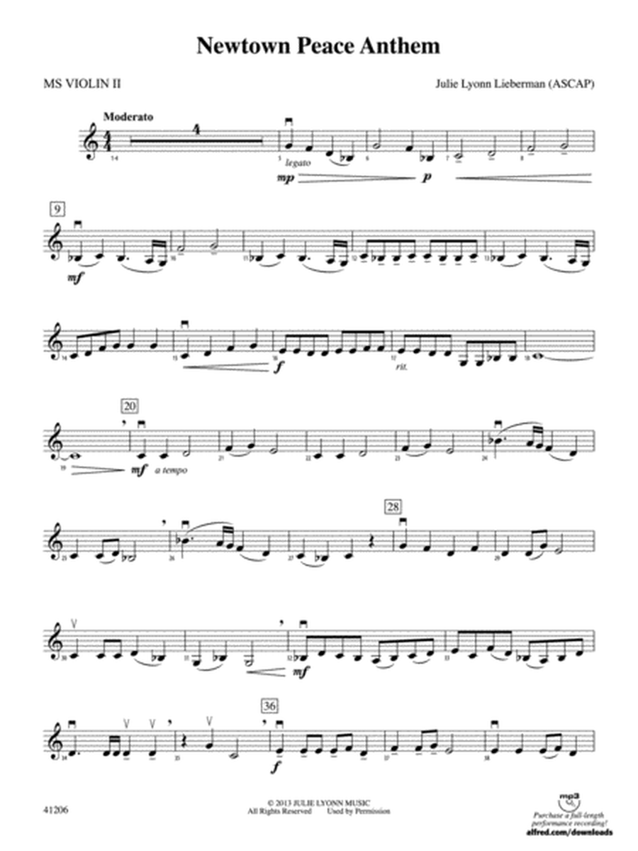 Newtown Peace Anthem: MS Violin 2