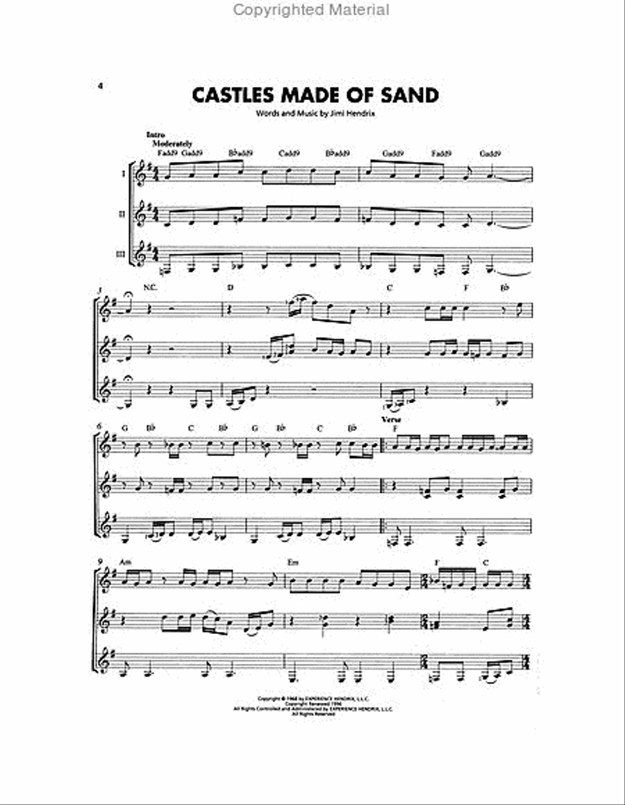 Jimi Hendrix Jimi Hendrix Guitar Ensemble scores gallery preview page 4