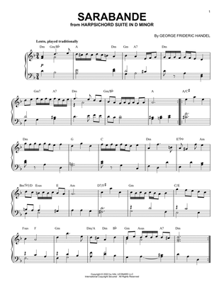 Sarabande In D Minor [Jazz version] (arr. Brent Edstrom)