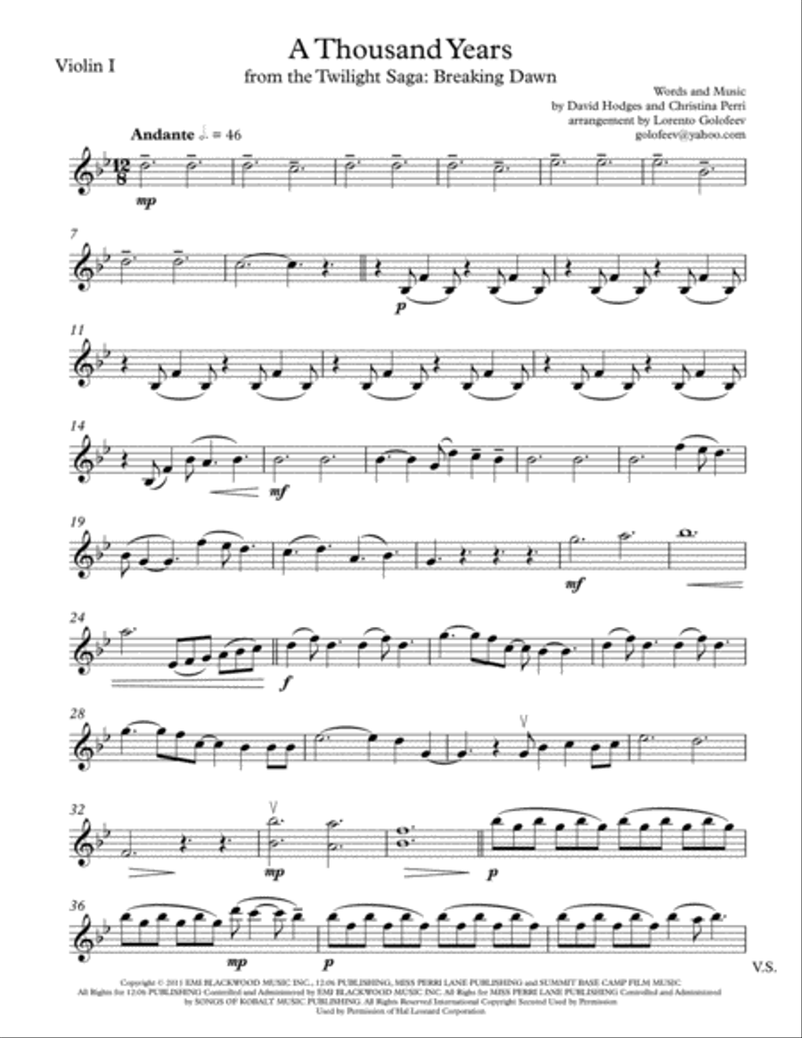 A Thousand Years String Quartet scores gallery preview page 1