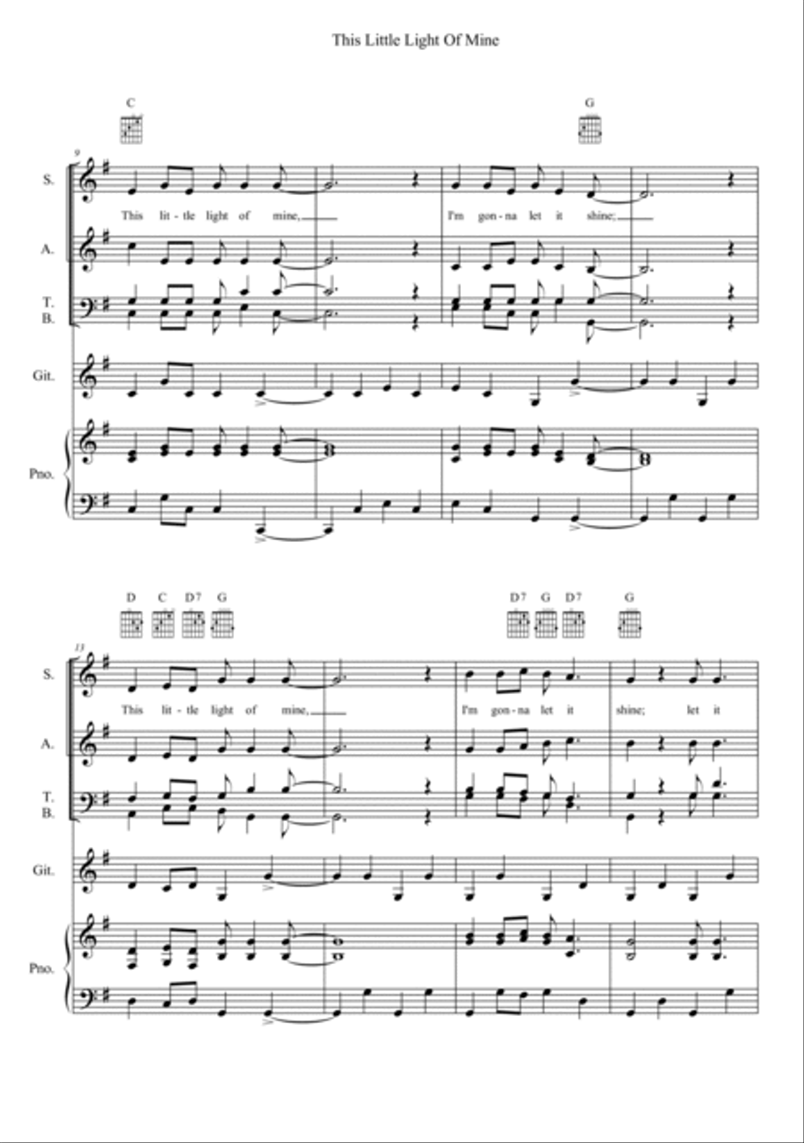 This Little Light Of Mine 4-Part scores gallery preview page 2
