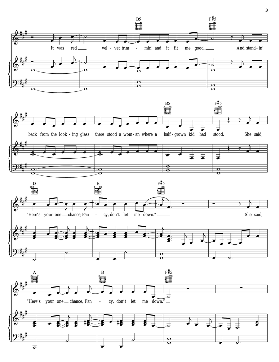 Fancy Piano, Vocal, Guitar scores gallery preview page 3