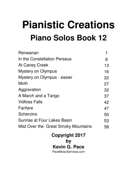 Pianistic Creations: Original Music for Piano Solo (Volume 12) image number null
