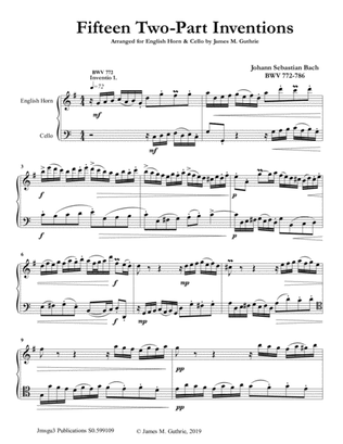 Bach: 15 Two-Part Inventions for English Horn & Cello
