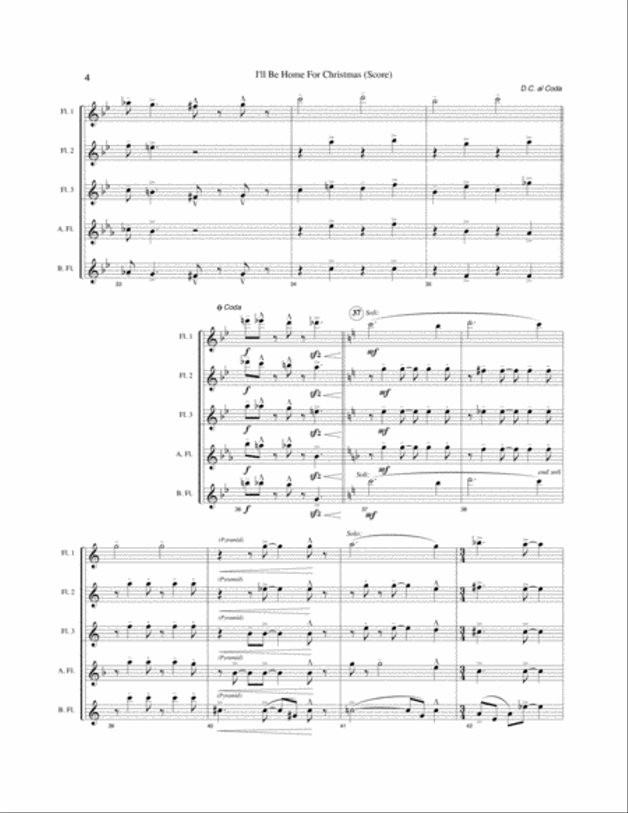 I'll Be Home For Christmas Woodwind Quintet scores gallery preview page 5