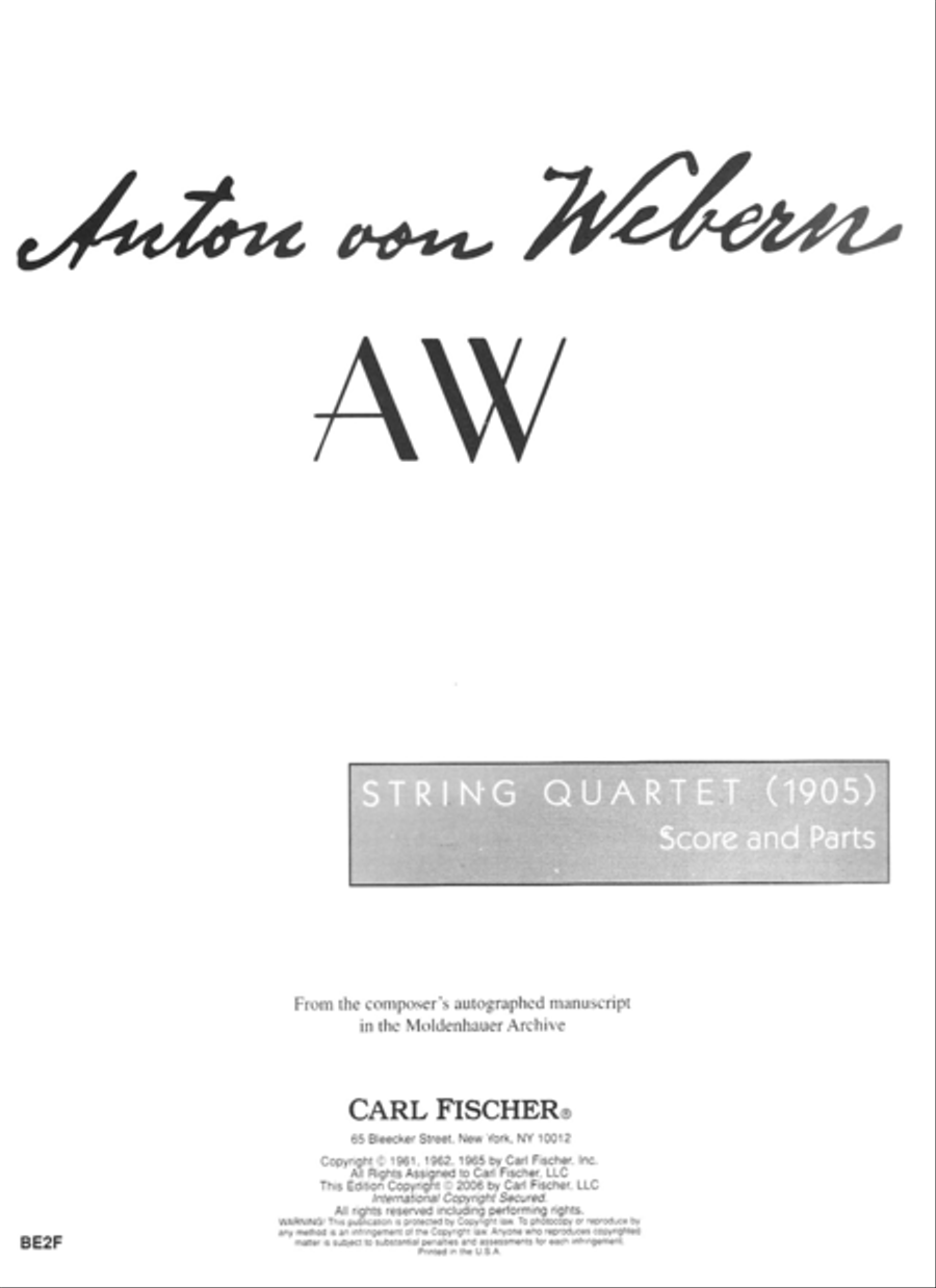 String Quartet (1905) String Quartet scores gallery preview page 1