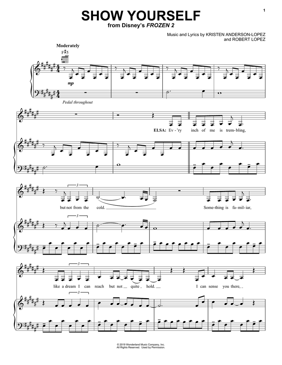 Show Yourself (from Disney's Frozen 2) Piano, Vocal, Guitar scores gallery preview page 1