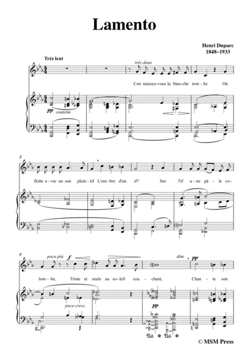 Duparc-Lamento in c minor,for Violin and Piano