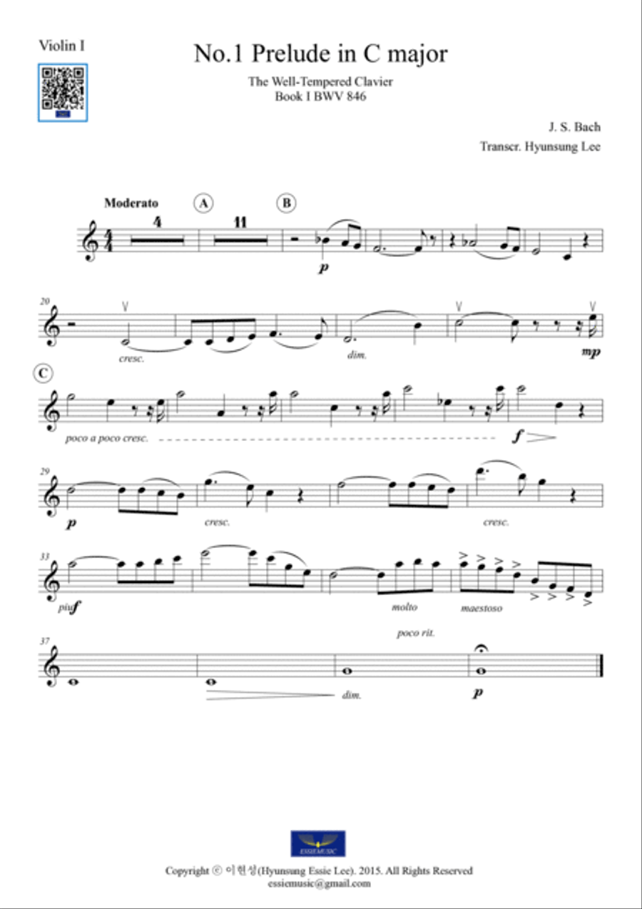 Bach Prelude in C major for 1vn,2vc,pno Piano Trio scores gallery preview page 6