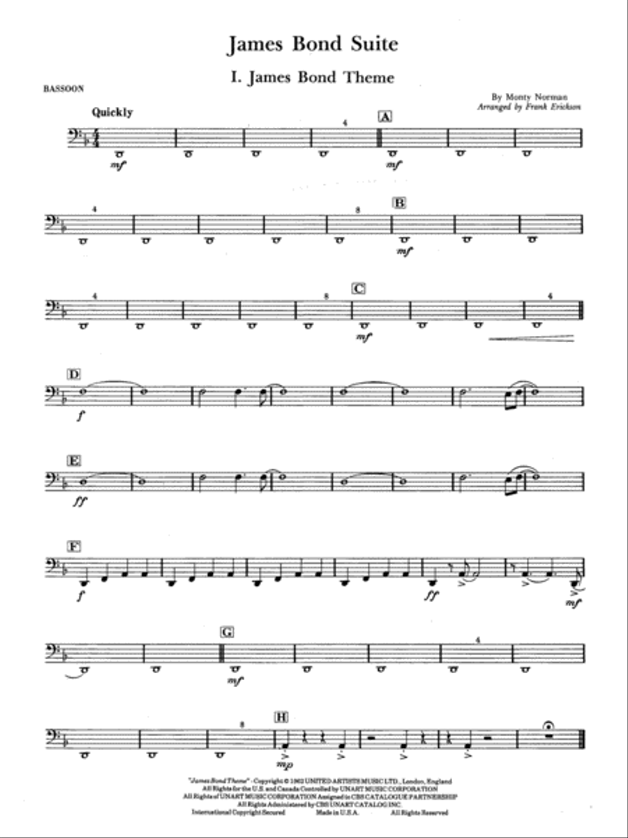 James Bond Suite (Medley): Bassoon Concert Band scores gallery preview page 1
