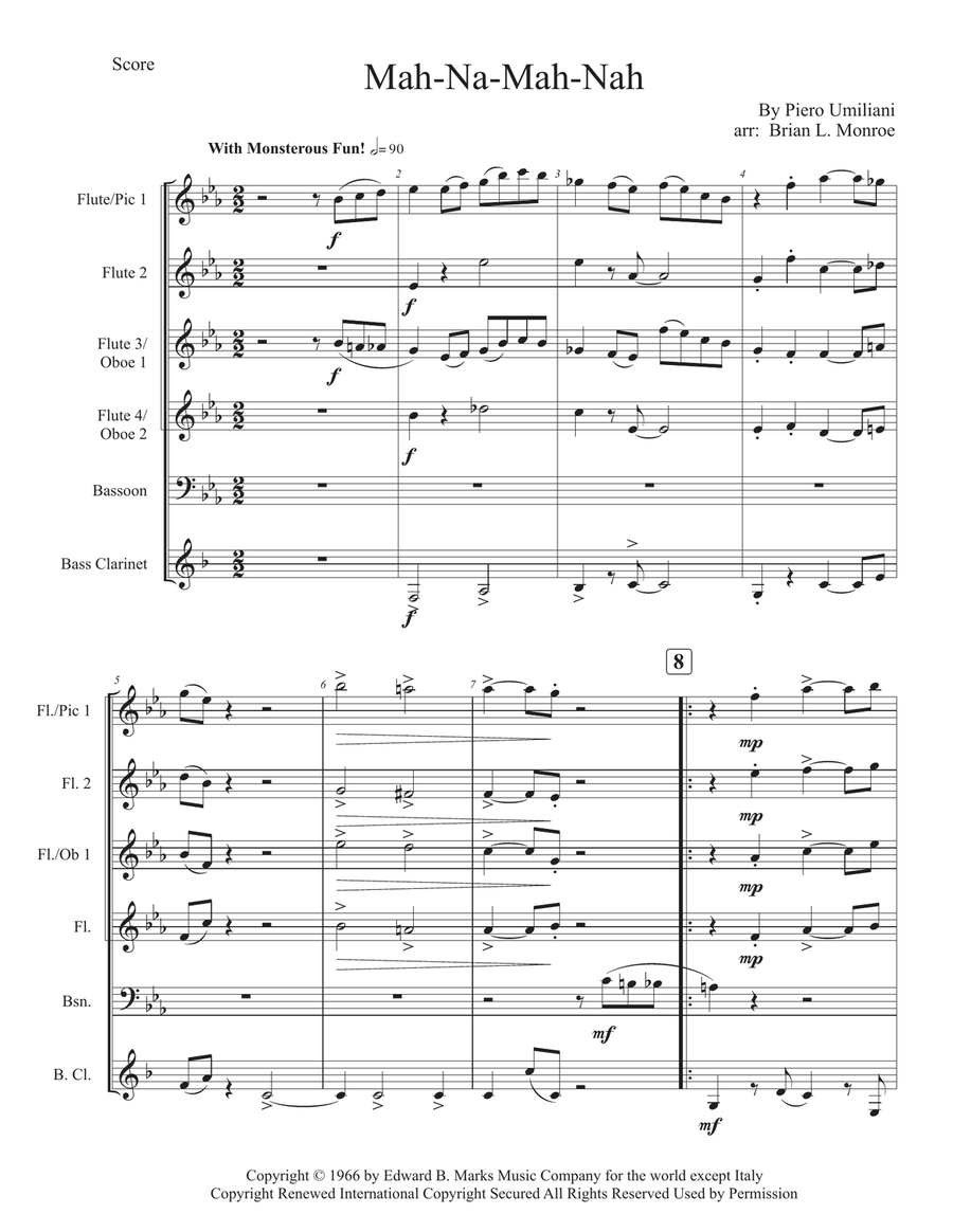 Mah-na Mah-na Mah-na Mah-na Woodwind Ensemble scores gallery preview page 1