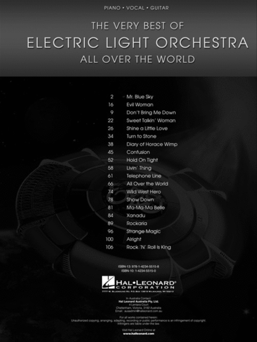 The Very Best of Electric Light Orchestra – All Over the World Piano, Vocal, Guitar scores gallery preview page 2