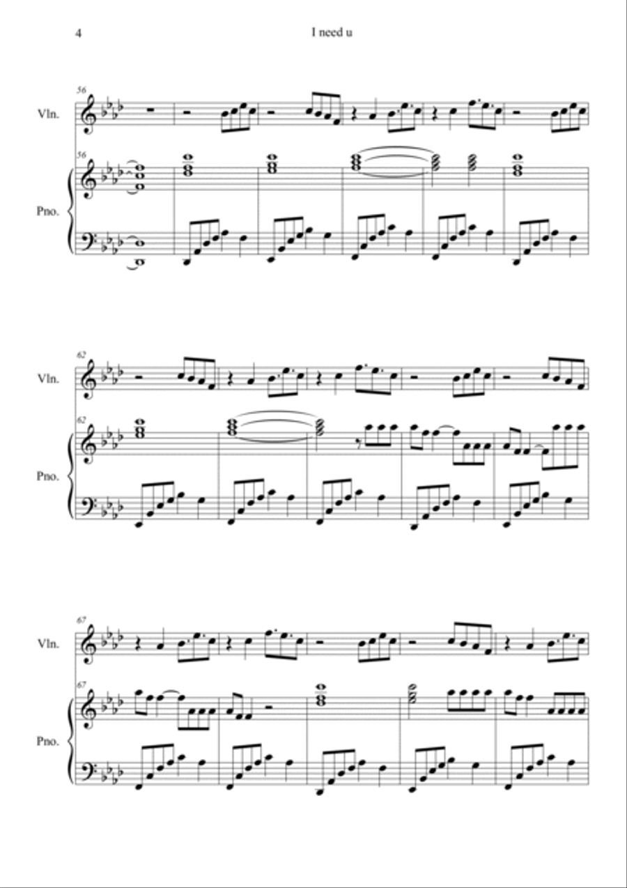I Need U Violin Solo scores gallery preview page 4
