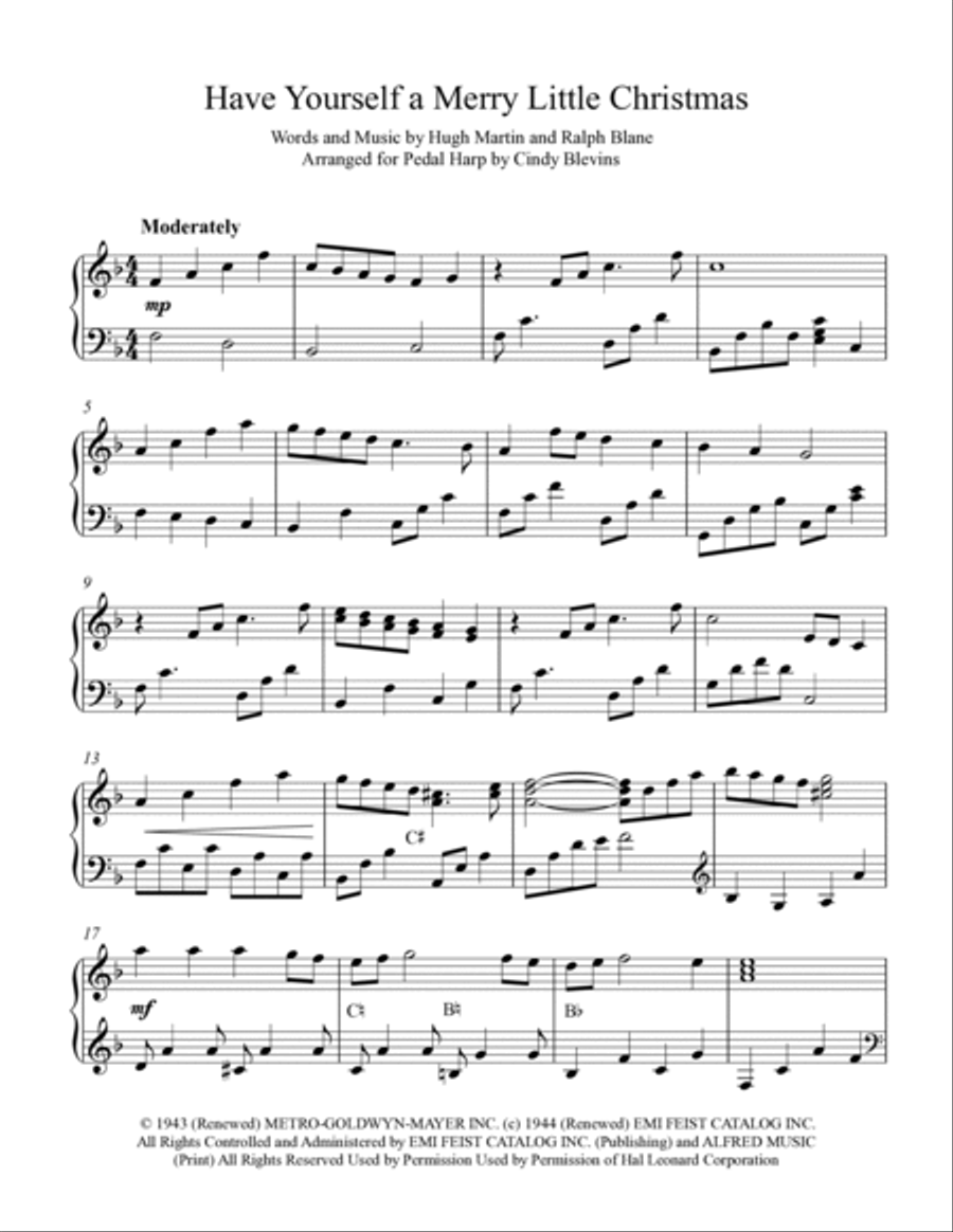 Have Yourself A Merry Little Christmas from MEET ME IN ST. LOUIS Pedal Harp scores gallery preview page 2