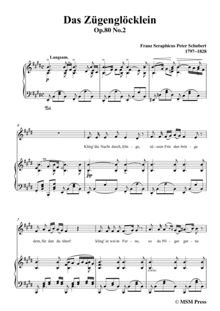 Schubert-Das Zügenglöcklein,Op.80 No.2,in E Major,for Voice&Piano image number null